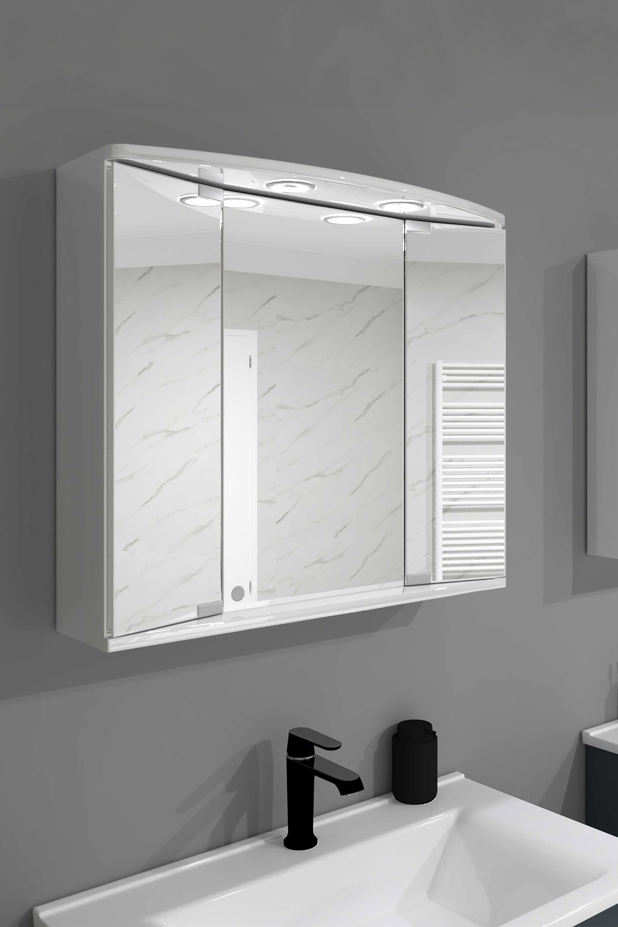 Kupaonski ormarić sa ogledalom i LED rasvjetom Basic-C, Nika, 68x60x23 cm