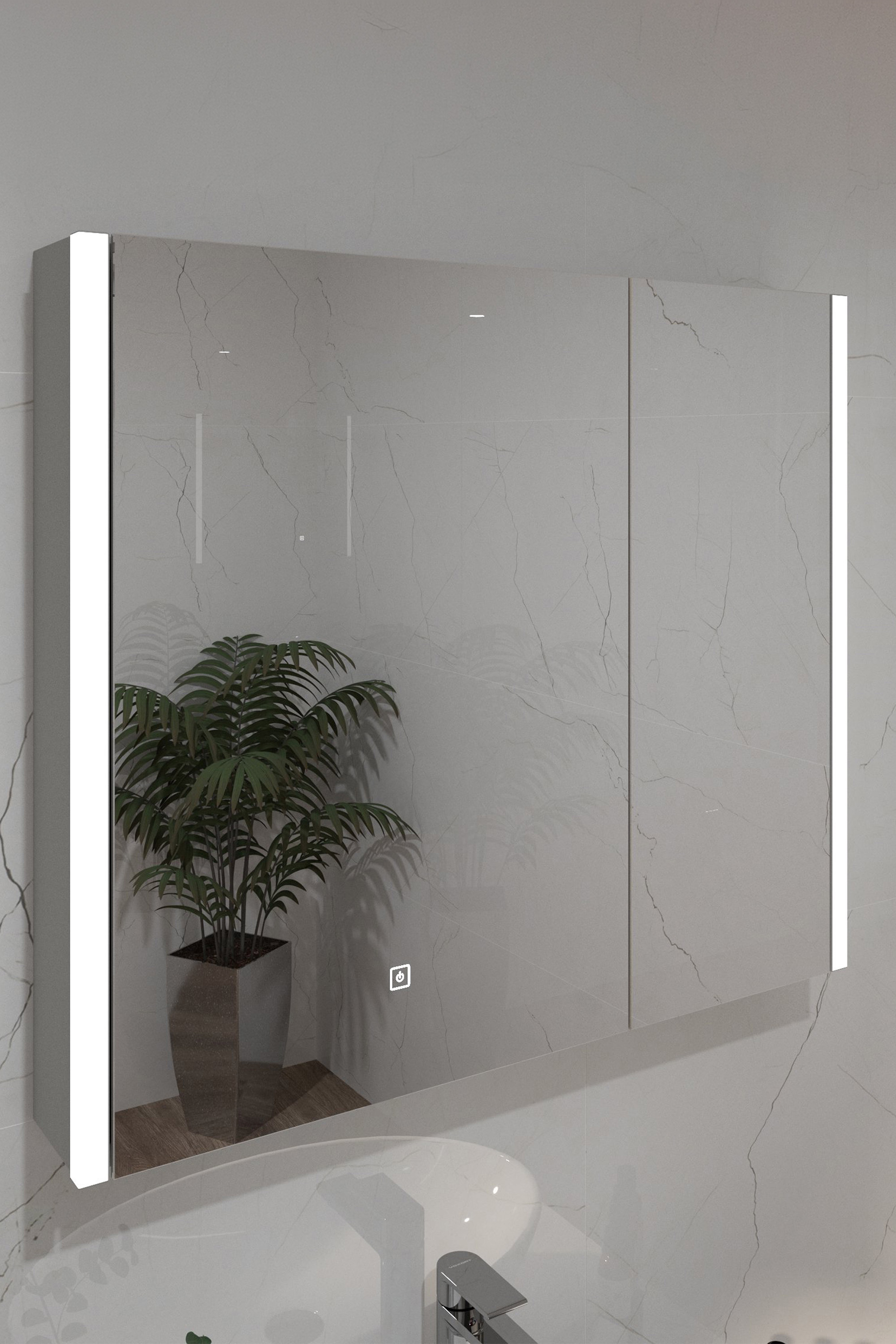 Kupaonski ormarić sa ogledalom i LED rasvjetom Concepto+ Laura, 80x70x13 cm