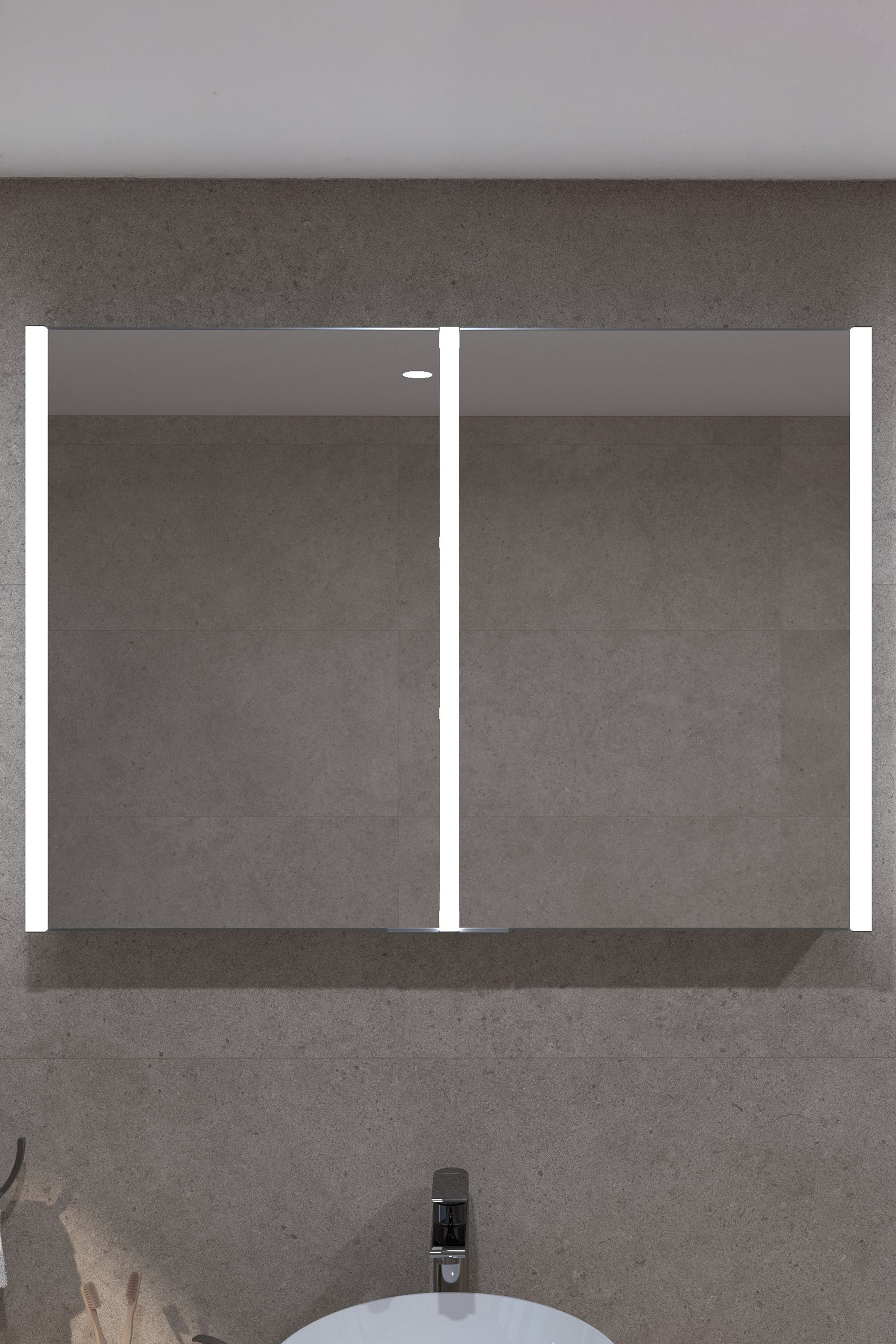 Kupaonski ormarić sa ogledalom i LED rasvjetom Concepto+ Mea, 100x13x70 cm