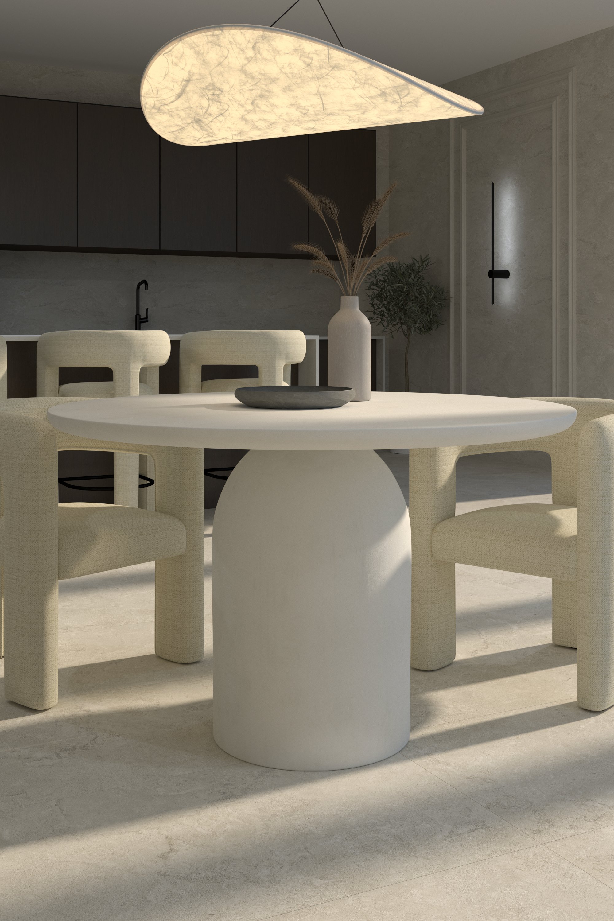 Stol blagovaonski korra Nero Concrete Round, 120